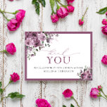 Elegant Purple Floral 70th Birthday Thank You Card<br><div class="desc">Elegant Purple Floral 70th Birthday Thank You.  Most lettering is editable - click the "Customize Further" button to edit. Matching items are available.</div>