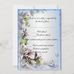 Elegant Purple Floral And Butterfly Response Card