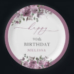 Elegant Purple Floral Any Age Birthday Paper Plate<br><div class="desc">Elegant Purple Floral Any Age Birthday Paper Plates.  Matching items are available.</div>