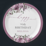 Elegant Purple Floral Any Age Birthday Paper Plate<br><div class="desc">Elegant Purple Floral Any Age Birthday Paper Plates.  Matching items are available.</div>