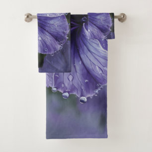 Elegant Purple Floral Bath Towel Set