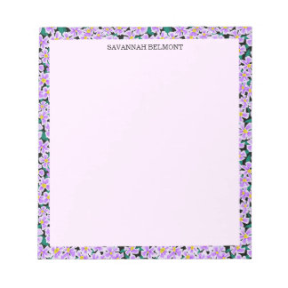 Elegant Purple Floral Border Personalized  Notepad