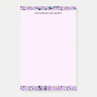 Elegant Purple Floral Border Personalized  Post-it Notes