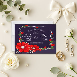 Elegant Purple Floral Border Wedding Save The Date