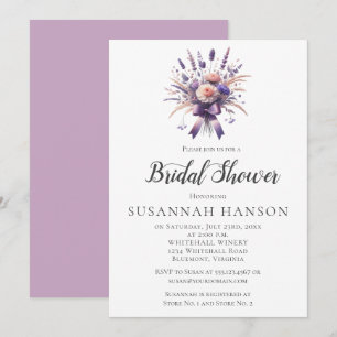 Elegant Purple Floral Bouquet Bridal Shower   Invitation