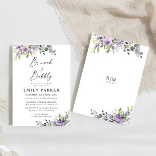 Elegant Purple Floral Bridal Shower Invitation