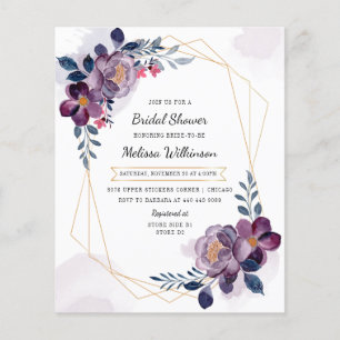 Elegant Purple Floral Bridal Shower Invitation
