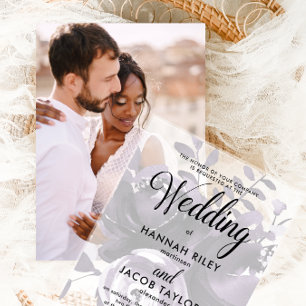 Elegant Purple Floral Calligraphy Wedding Acrylic Invitations