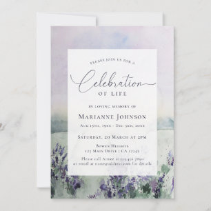 Elegant Purple Floral Celebration of Life Invitation