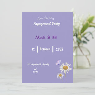 Elegant Purple Floral Engagement Party Invitation