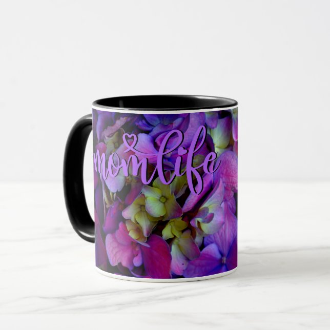 Elegant purple floral flowers Best Mom Eer Mug (Front Left)