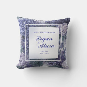 Elegant Purple Floral Frame Wedding  Throw Pillow