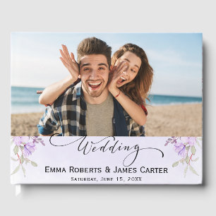 Elegant Purple Floral Guest Book