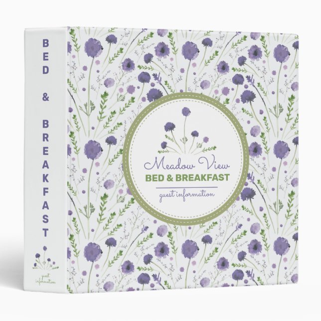 Elegant Purple Floral Guest Information Binder (Front/Spine)
