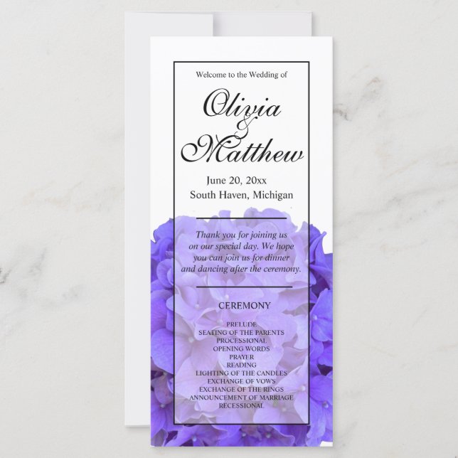 Elegant purple floral hydrangeas (Front)