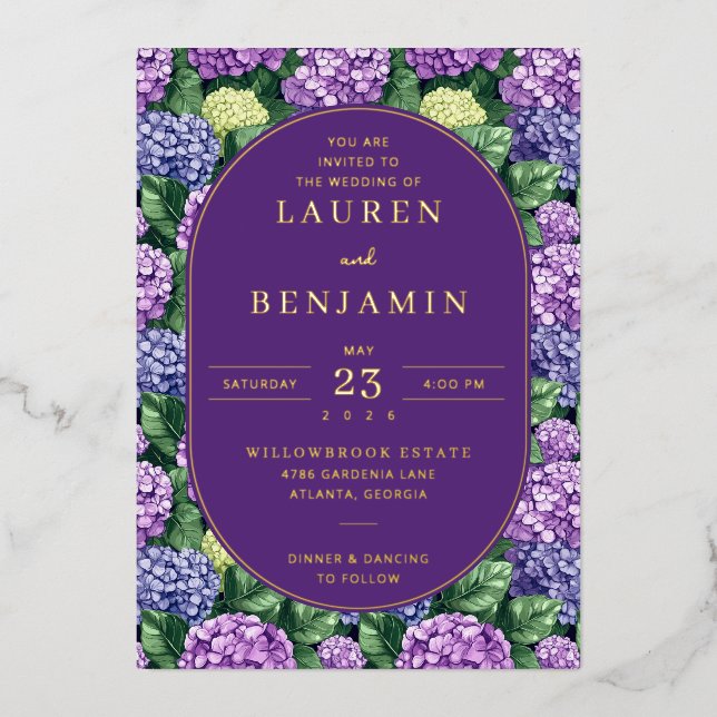 Elegant Purple Floral Invitation (Front)
