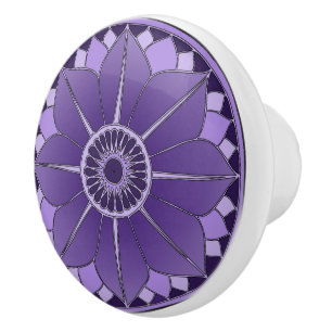 Elegant Purple Floral Lotus Mandala Ceramic Knob