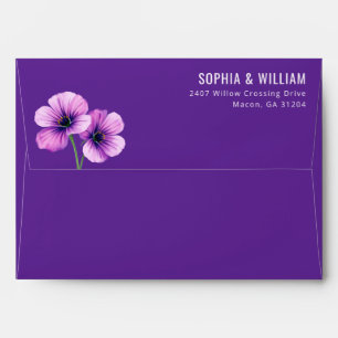 Elegant Purple Floral Minimalist Envelope