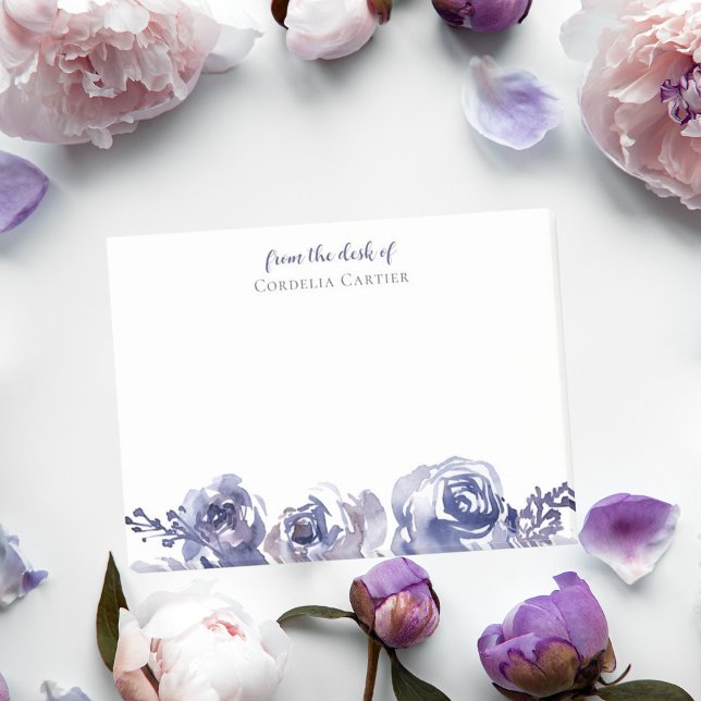 Elegant Purple Floral Modern Personalized Post-it Notes (Creator Uploaded)