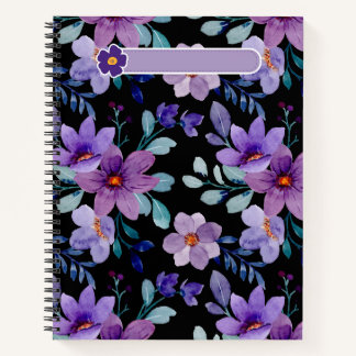 Elegant Purple Floral Notebook Cover – Watercolor 