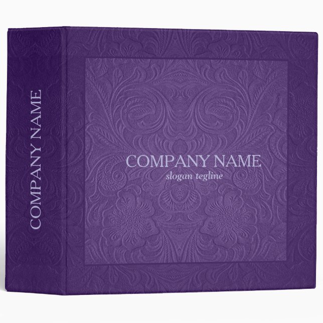 Elegant Purple Floral Pattern Suede Leather Look Binder (Front/Spine)