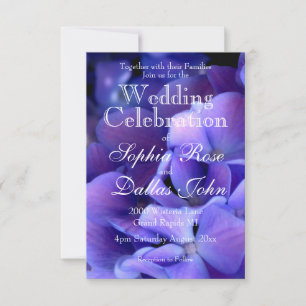 Elegant purple floral purple blue hydrangeas invitation