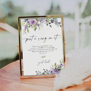 Elegant Purple Floral Put A Ring On It Sign