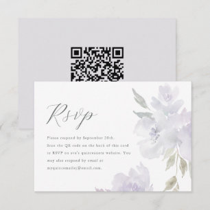 Elegant Purple Floral Quinceanera QR Code RSVP