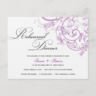 Elegant Purple Floral Rehearsal Dinner Invitation