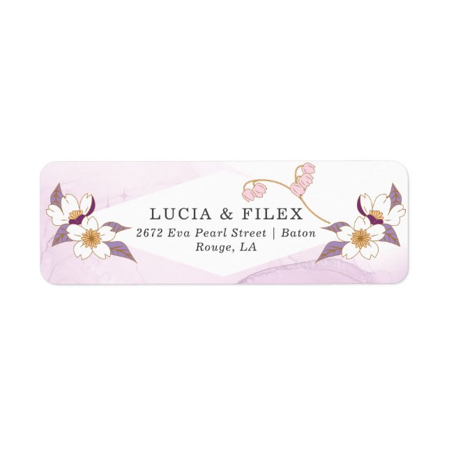 Elegant Purple Floral  Return Address (Front)