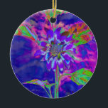 Elegant purple floral sunflower ceramic ornament<br><div class="desc">romantic artistic psychedelic purple blue watercolor sunflower painting</div>