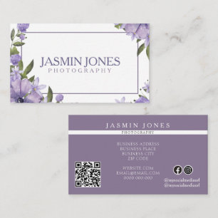 Elegant Purple Floral Watercolor Business Card