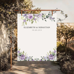Elegant Purple Floral Wedding Backdrops Tapestry