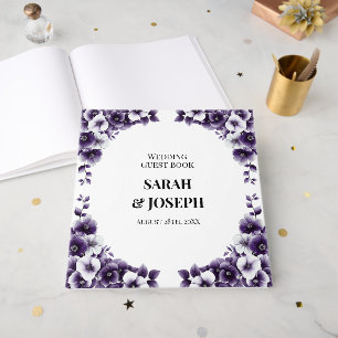 Elegant Purple Floral Wedding Guest Book