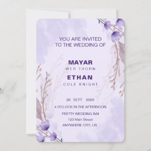 Elegant Purple Floral Wedding Invitation