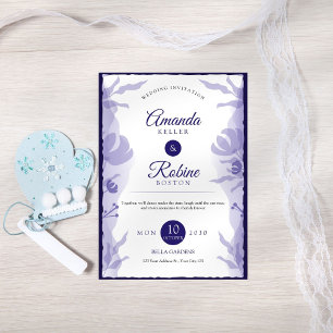 Elegant Purple Floral Wedding Invitation