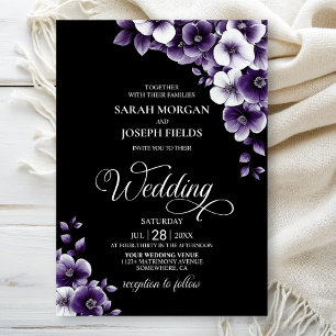 Elegant Purple Floral Wedding Invitation