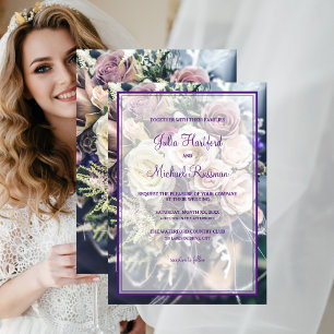 Elegant Purple Floral Wedding Invitation