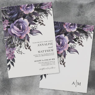 Elegant Purple Floral Wedding Invitation