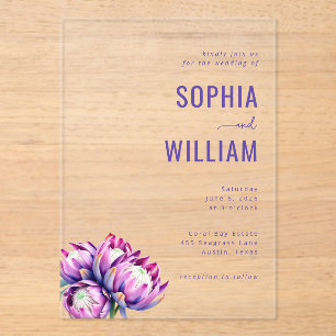 Elegant Purple Floral Wedding Invitation