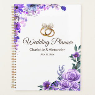 Elegant Purple Floral Wedding Personalized Planner