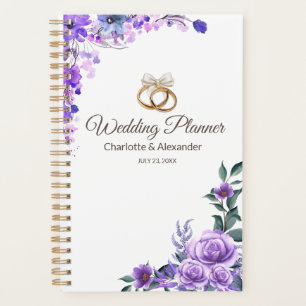 Elegant Purple Floral Wedding Personalized Planner