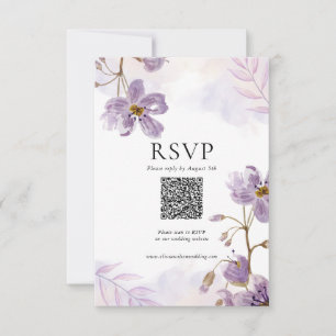 Elegant Purple Floral Wedding Response QR Code