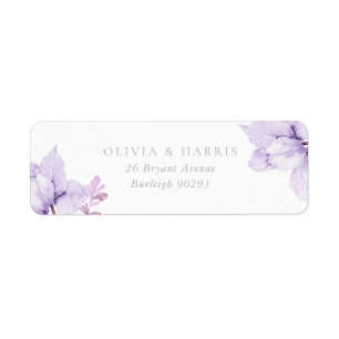 Elegant Purple Floral Wedding Return Address