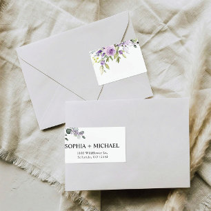 Elegant Purple Floral Wedding Return Address Label