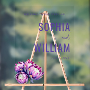 Elegant Purple Floral Wedding Sign