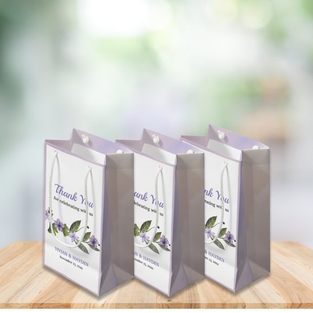 Elegant Purple Floral Wedding Small Gift Bag (Creator Uploaded)