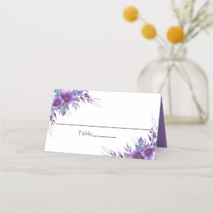 Elegant Purple Floral Wedding Table Place Card