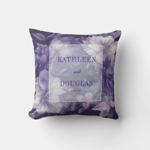 Elegant Purple Floral Wedding Throw Pillow