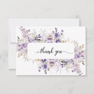 Elegant Purple Floral Wreath Sympathy Thank You Card